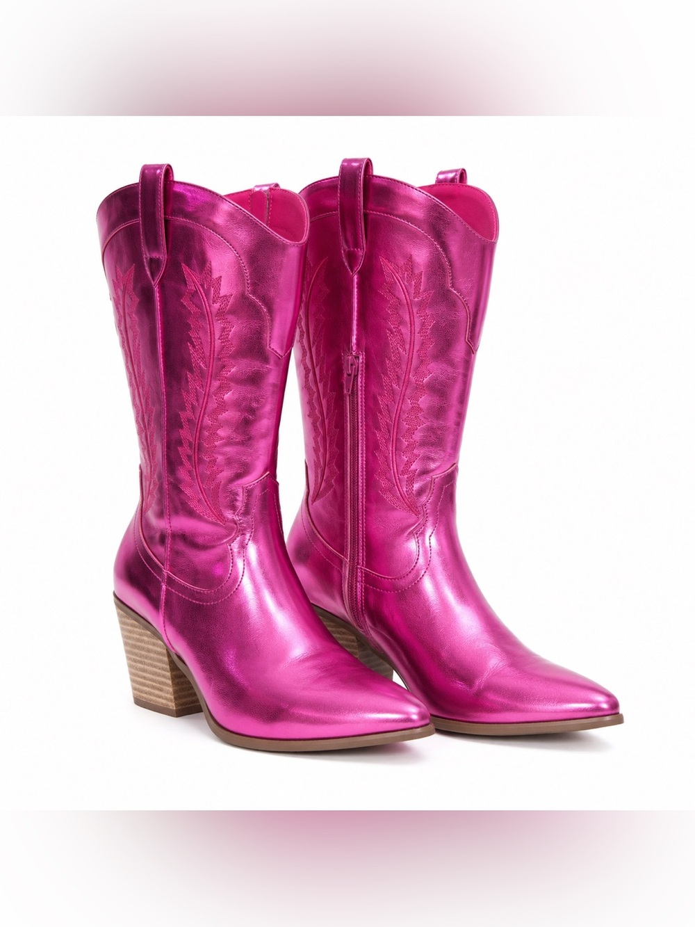 💕Arula Mylie Metallic Pink Cowboy Boots